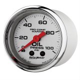 AutoMeter Pro-Comp Marine Analog Gauges 200790-35 Gauge, Marine, Oil Pressure, 2 1/16 in., 0-100 psi, Full Sweep, Silver Face, Red Pointer, Chrome Bezel, Mechanical, Each thumbnail 2