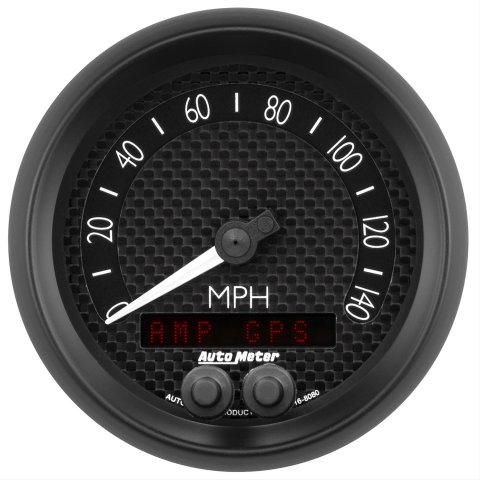 AutoMeter GT Series Speedometers 8080 Gauges, Speedometers, Analog, 0-140 mph, 3 3/8 in., Black Face, White Numbers, Black Bezel, Illuminated, Electrical, Each
