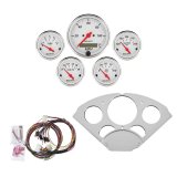 AutoMeter Arctic White Instrument Clusters 7033-AW Cluster, White, Analog, Speedometer, Oil Pressure, Water Temperature, Fuel Level, Voltmeter, Face, Polished Panel, Chevy, Kit thumbnail 2