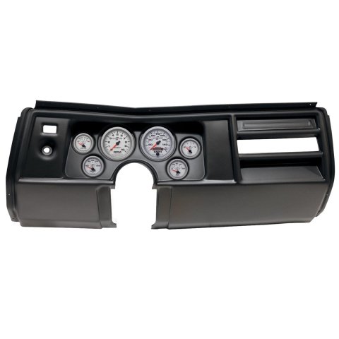 AutoMeter Ultra-Lite II Instrument Clusters for 1969 CHEVELLE, EL CAMINO - 2908-14 Gauge Kit, II, Analog, Silver Face, Speedo, Tach, Oil, Water, Volt, Fuel, Black Numbers, Red Pointers, Black Panel, Chevy, No Vent, Kit