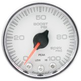 AutoMeter Spek-Pro Analog Gauges P30511 Gauges, Spek-Pro, Boost Pressure, 0-100 psi., 2 1/16 in., White Face, Multicolor Numbers, Chrome Bezel, Analog, Electrical, Each thumbnail 1
