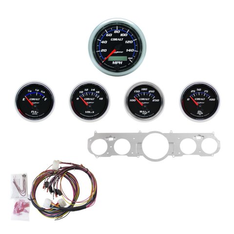 AutoMeter Cobalt Instrument Clusters for 1965-1966 MUSTANG - 7035-CB Gauges, Cluster, Analog, Speedometer, Oil Pressure, Water Temperature, Fuel Level, Black Face, Polished Gauge Panel, Ford, Kit