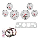 AutoMeter Arctic White Instrument Clusters 7043-AW Cluster, White, Analog, Speedometer, Tach, Oil Pressure, Water Temperature, Fuel Level, Voltmeter, Polished Panel, Chevy, Kit thumbnail 2