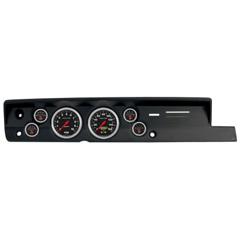 AutoMeter Sport-Comp Instrument Clusters for 1967-1969 BARRACUDA - 2118-11 Gauge Kit, Sport-Comp, Analog, Black Face, Speedo, Tach, Oil, Water, Volts, Fuel, White Numbers, Red Pointers, Black Panel, Plymouth, Kit