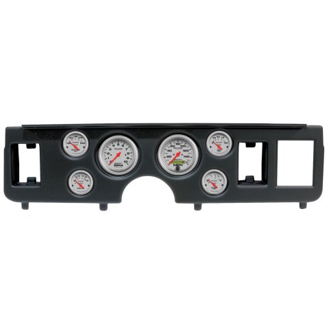AutoMeter Ultra-Lite Instrument Clusters for 1979-1986 MUSTANG - 2917-13 Gauge Kit, Ultra-Lite, Analog, Silver Face, Speedo, Tach, Oil, Water, Volt, Fuel, Black Numbers, Red Pointers, Black Panel, Ford, Kit