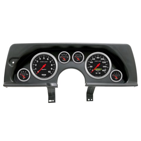 AutoMeter Sport-Comp Instrument Clusters for 1990-1992 CAMARO - 2926-11 Gauge Kit, Sport-Comp, Analog, Black Face, Speedometer, Tach, Oil, Water, Volt, Fuel, White Numbers, Red Pointers, Black Panel, Chevy, GMC, Kit