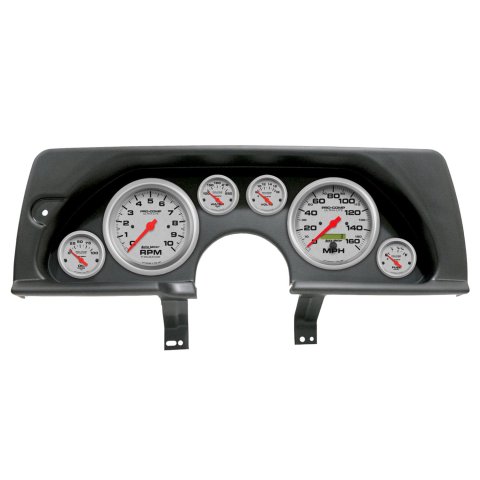 AutoMeter Ultra-Lite Instrument Clusters for 1990-1992 CAMARO - 2926-13 Gauge Kit, Ultra-Lite, Analog, Silver Face, Speedometer, Tach, Oil, Water, Volt, Fuel, Black Numbers, Red Pointers, Black Panel, Chevy, GMC, Kit