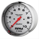 AutoMeter Pro-Comp Marine Tachometer Gauges 200801-35 Gauge, Marine, Tachometer, 5 in., 0-10,000 rpm, Full Sweep, Silver Face, Red Pointer, Chrome Bezel, Electrical, Each thumbnail 2
