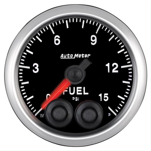 AutoMeter NASCAR Elite Series Analog Gauges 5667-05702-A Gauge, Analog, Stepper Motor w/o Pro Control, w/4AN Sensor, Fuel Pressure, 0-15 PSI, 2 1/16 in. Diameter, Black Face, Each