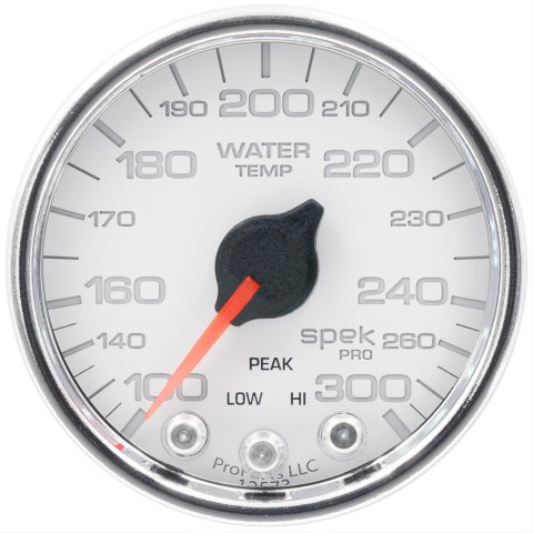 AutoMeter Spek-Pro Analog Gauges P34611 Gauges, Spek-Pro, Water Temperature, 100-300 degrees F, 2 1/16 in., White Face, Multicolor Numbers, Chrome Bezel, Analog, Electrical, Each