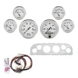 AutoMeter Old Tyme White Series Instrument Clusters 7047-OTW Cluster, White, Analog, Speedometer, Tach, Oil Pressure, Water Temperature, Fuel Level, Face, Polished Panel, Chevy, Kit thumbnail 1