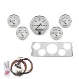AutoMeter Old Tyme White Series Instrument Clusters 7057-OTW Cluster, White, Analog, Speedometer, Oil Pressure, Water Temperature, Fuel Level, Voltmeter, Polished Panel, Chevy, GMC, Kit thumbnail 3
