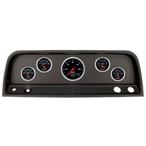 AutoMeter Designer Black Instrument Clusters 2109-06 Gauge Kit, Black, Analog, Speedometer, Oil, Water, Volts, Fuel, White Numbers, Red Pointers, Panel, Chevy, Kit