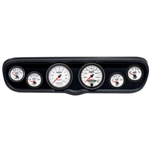 AutoMeter Phantom II Instrument Clusters for 1966 MUSTANG - 2110-10 Gauge Kit, II, Analog, White Face, Speedometer, Tach, Oil, Water, Volts, Fuel, Silver Numbers, Red Pointers, Black Panel, Ford, Kit