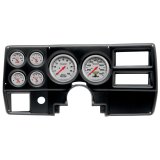 AutoMeter Ultra-Lite Instrument Clusters 2923-13 Gauge Kit, Ultra-Lite, Analog, Silver Face, Speedo, Tach, Oil, Water, Volt, Fuel, Black Numbers, Red Pointers, Black Panel, Chevy, With A/C, Kit thumbnail 2