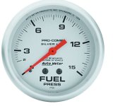 AutoMeter Pro-Comp Silver Face Gauges 4611 Gauge, Pro-Comp, Face, Fuel Pressure, 0-15 psi, 2 5/8 in., Analog, Mechanical, Each thumbnail 2