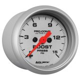 AutoMeter Ultra-Lite Analog Gauges 4350 Gauges, Gauges, Boost Pressure, 0-15 psi, 2 1/16 in., Silver Face, Black Numbers, Silver Bezel, Illuminated, Electrical, Each thumbnail 3