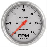 AutoMeter Pro-Comp Marine Tachometer Gauges 200750-33 Gauge, Marine, Tachometer, 5 in., 0-6,000 rpm, Full Sweep, Silver Face, Red Pointer, Silver Bezel, Electrical, Each thumbnail 2