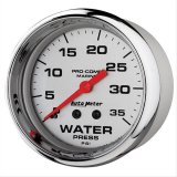 AutoMeter Pro-Comp Marine Analog Gauges 200773-35 Gauge, Marine, Water Presure, 2 5/8 in., 0-35 psi, Full Sweep, Silver Face, Red Pointer, Chrome Bezel, Mechanical, Each thumbnail 2