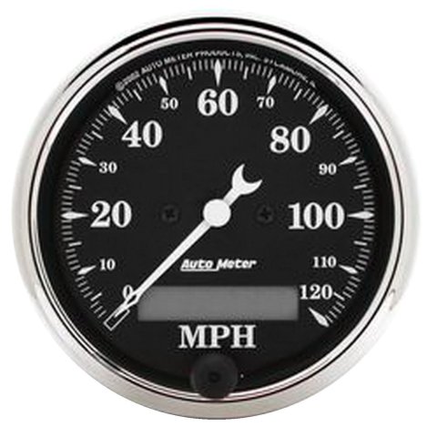 AutoMeter Old Tyme Black Series Instrument Clusters 7047-OTB Cluster, Series, Analog, Speedometer, Tach, Oil Pressure, Water Temperature, Fuel Level, Polished Panel, Chevy, Kit thumbnail 3