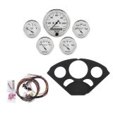 AutoMeter Old Tyme White Series Instrument Clusters 7055-OTW Cluster, White, Analog, Speedometer, Oil Pressure, Water Temperature, Fuel Level, Voltmeter, Face, Black Panel, Chevy, Kit thumbnail 3