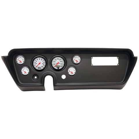 AutoMeter Phantom Instrument Clusters for 1967 GTO, LEMANS - 2113-09 Gauge Kit, Series, Analog, White Face, Speedometer, Tach, Oil, Water, Volts, Fuel, Black Numbers, Red Pointers, Black Panel, Pontiac, Kit