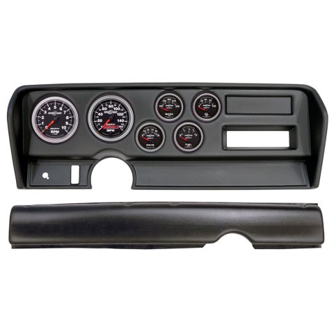 AutoMeter Sport-Comp II Instrument Clusters for 1970-1972 GTO - 2914-12 Gauge Kit, II, Analog, Black Face, Speedo, Tach, Oil, Water, Volt, Fuel, White Numbers, Red Pointers, Black Panel, Pontiac, No A/C, Kit