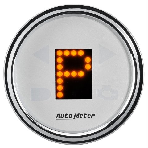 AutoMeter Shift Indicator Gauges 1360 Indicator, Gauge, PRNDL Plus, 2 1/16 in., Round, Dash Mount, LED Display, White Face, Domed Lens, Each