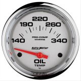 AutoMeter Pro-Comp Marine Analog Gauges 200765-35 Gauge, Marine, Oil Tempurature, 2 5/8 in., 140-340 degrees F, Short Sweep, Silver Face, Red Pointer, Chrome Bezel, Electrical, Each thumbnail 1