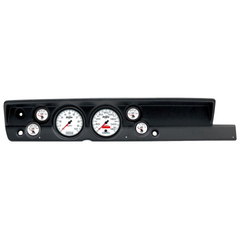 AutoMeter Phantom II Instrument Clusters for 1967-1969 BARRACUDA - 2117-10 Gauge Kit, II, Analog, White Face, Speed, Tach, Oil, Water, Volt, Fuel, Silver Numbers, Red Pointers, Black Panel, Plymouth, No Heat, Kit