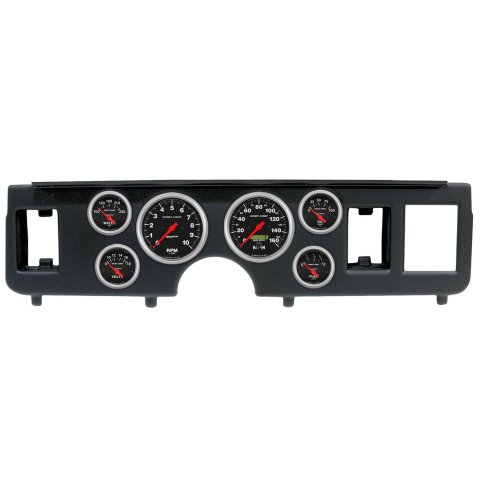 AutoMeter Sport-Comp Instrument Clusters for 1979-1986 MUSTANG - 2917-11 Gauge Kit, Sport-Comp, Analog, Black Face, Speedo, Tach, Oil, Water, Volt, Fuel, White Numbers, Red Pointers, Black Panel, Ford, Kit
