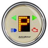 AutoMeter Shift Indicator Gauges 1860 Indicator, Gauge, PRNDL Plus, 2 1/16 in., Round, Dash Mount, LED Display, Beige Face, Domed Lens, Each thumbnail 1