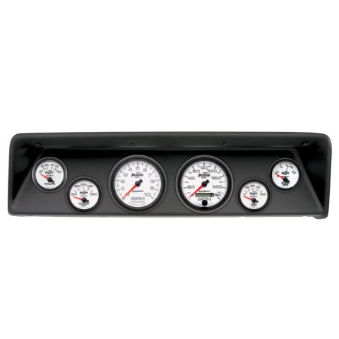 AutoMeter Phantom II Instrument Clusters for 1966-1967 CHEVY - 2112-10 Gauge Kit, II, Analog, White Face, Speedometer, Tach, Oil, Water, Volts, Fuel, Silver Numbers, Red Pointers, Black Panel, Chevy, Kit