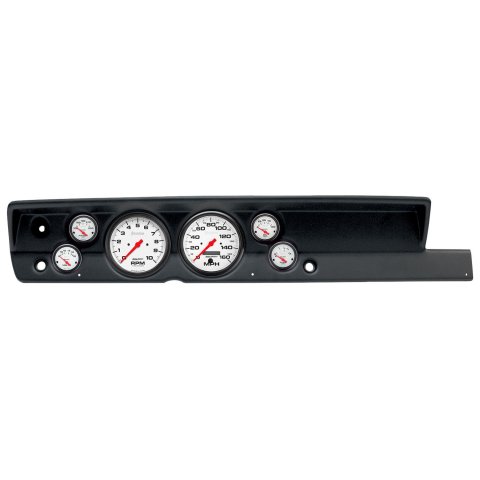 AutoMeter Phantom Instrument Clusters for 1967-1969 BARRACUDA - 2117-09 Gauge Kit, Phantom, Analog, White Face, Speed, Tach, Oil, Water, Volt, Fuel, Black Numbers, Red Pointers, Black Panel, Plymouth, No Heat, Kit