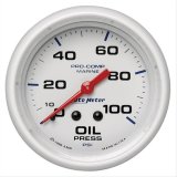 AutoMeter Pro-Comp Marine Analog Gauges 200777 Gauge, Marine, Oil Pressure, 2 5/8 in., 0-100 psi, Full Sweep, White Face, Red Pointer, White Bezel, Mechanical, Each thumbnail 1