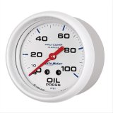 AutoMeter Pro-Comp Marine Analog Gauges 200777 Gauge, Marine, Oil Pressure, 2 5/8 in., 0-100 psi, Full Sweep, White Face, Red Pointer, White Bezel, Mechanical, Each thumbnail 3