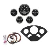 AutoMeter Old Tyme Black Series Instrument Clusters 7055-OTB Cluster, Series, Analog, Speedometer, Oil Pressure, Water Temperature, Fuel Level, Voltmeter, Panel, Chevy, Kit thumbnail 2