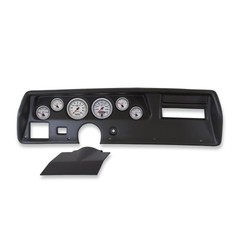 AutoMeter Ultra-Lite II Instrument Clusters 2135-14 Gauge Kit, II, Analog, Silver Face, Speedo, Tach, Oil, Water, Volt, Fuel, Black Numbers, Red Pointers, Black Panel, Chevy, Kit