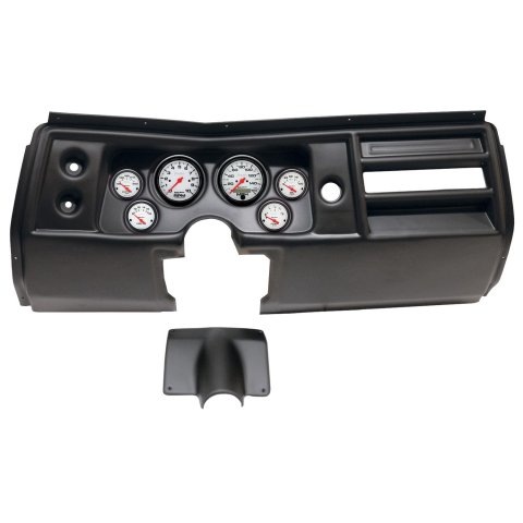 AutoMeter Phantom Instrument Clusters for 1968 CHEVELLE, EL CAMINO - 2901-09 Gauge Kit, Phantom, Analog, White Face, Speedo, Tach, Oil, Water, Volt, Fuel, Black Numbers, Red Pointers, Black Panel, Chevy, No Vent, Kit