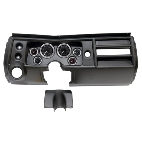 AutoMeter Chrono Instrument Clusters for 1968 CHEVELLE, EL CAMINO - 2902-04 Gauge Kit, Chrono, Analog, Black Face, Speedo, Tach, Oil, Water, Volt, Fuel, White Numbers and Pointers, Black Panel, Chevy, With Vent, Kit