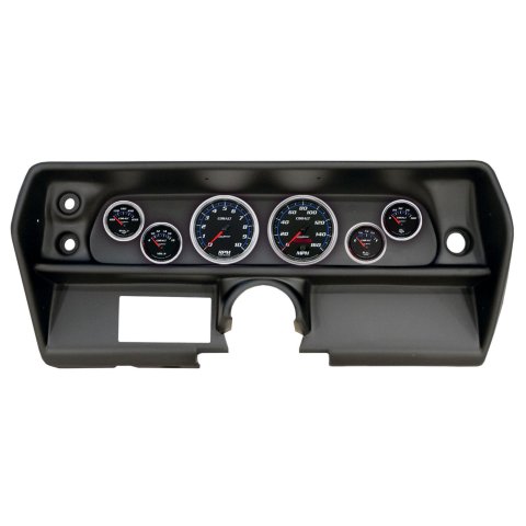 AutoMeter Cobalt Instrument Clusters for 1968 CHEVY II - 2905-05 Gauge Kit, Cobalt, Analog, Black Face, Speedo, Tach, Oil, Water, Volt, Fuel, White/Blue Numbers, Red Pointers, Black Panel, Chevy, Kit
