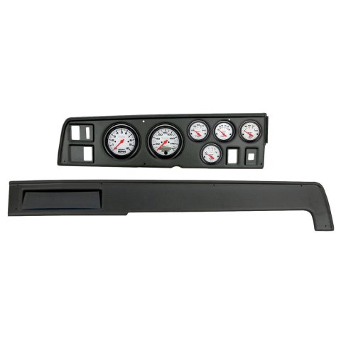 AutoMeter Phantom Instrument Clusters 2907-09 Gauge Kit, Phantom, Analog, White Face, Speedometer, Tach, Oil, Water, Volt, Fuel, Black Numbers, Red Pointers, Black Panel, Dodge, Kit