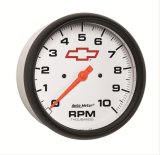 AutoMeter Phantom Series Chevy Bowtie Tachometers 5898-00406 Gauge, Tachometer, Phantom, Bowtie, Electric, 5 in., 0-10,000 rpm, White Face/Black Bezel, Each thumbnail 1