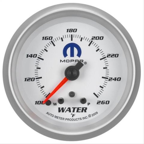 AutoMeter Mopar Series Analog Gauges 880250 Gauge, Series, Water Temperature, 100-260 degrees F, 2 5/8 in. Diameter, White Face, Analog, Electrical