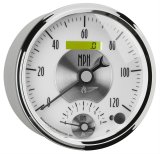 AutoMeter Prestige Analog Gauge Kits 2095 Kits, Kits, Dual Gauge, Speedometer and Tachometer, 5 in., White Face, Black Numbers, Chrome Bezel, Electronic, Kit thumbnail 3