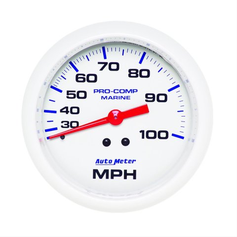 AutoMeter Pro-Comp Mechanical Speedometers 200754 Gauge, Marine, Speedometer, 3 3/8 in., 0-100 mph, Full Sweep, White Face, Red Pointer, White Bezel, Mechanical, Each