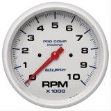 AutoMeter Pro-Comp Marine Tachometer Gauges 200801 Gauge, Marine, Tachometer, 5 in., 0-10,000 rpm, Full Sweep, White Face, Red Pointer, Chrome Bezel, Electrical, Each thumbnail 1