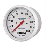 AutoMeter Pro-Comp Marine Tachometer Gauges 200801 Gauge, Marine, Tachometer, 5 in., 0-10,000 rpm, Full Sweep, White Face, Red Pointer, Chrome Bezel, Electrical, Each thumbnail 3