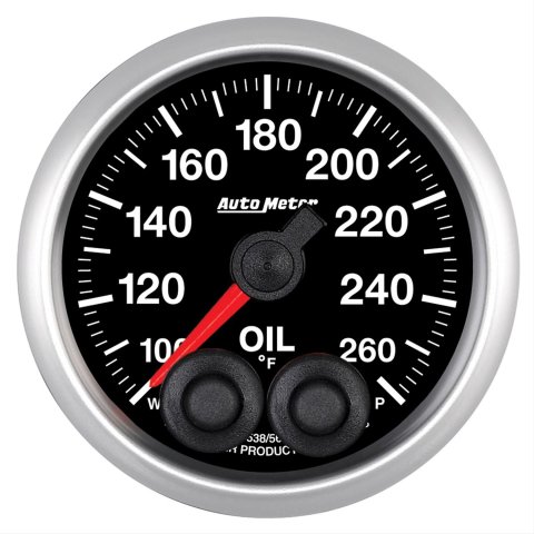 AutoMeter NASCAR Elite Series Analog Gauges 5638-05702 Gauge, Analog, Stepper Motor w/o Pro Control, Oil Temp, 100-260 degrees F, 2 1/16 in. Diameter, Black Face, Each