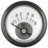AutoMeter Prestige Analog Gauges 2094 Gauges, Gauges, Voltmeter, 8-18 V, 2 1/16 in., White Face, Black Numbers, Chrome Bezel, Electrical, Each thumbnail 1